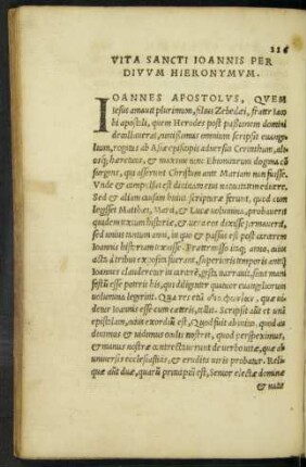 Vita Sancti Ioannis Per Divum Hieronymum.
