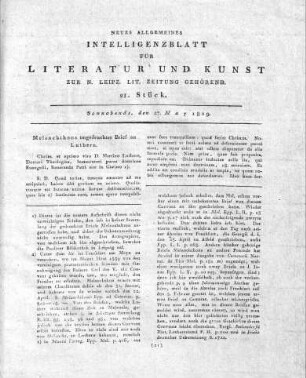 Melanchthons ungedruckter Brief an Luthern.