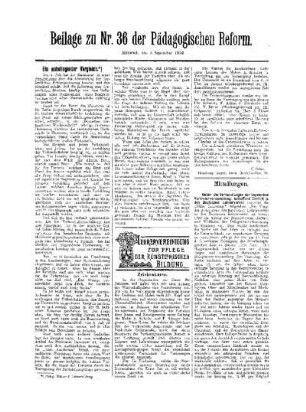 Mitteilungen : Beilage zur Nr. 36 der Pädagogischen Reform