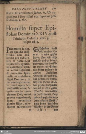 Homilia super Epistolam Dominica XXIV. post Trinitatis