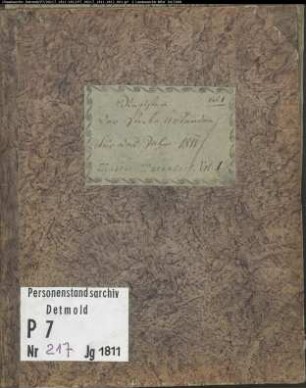 Zivilstandsregister der Munizipalität Neuwarendorf (G 1811 Band 2, HT 1811, GH 1812, T 1812 2 Bände). (Gemeinde: Neuwarendorf, Kreis Warendorf)