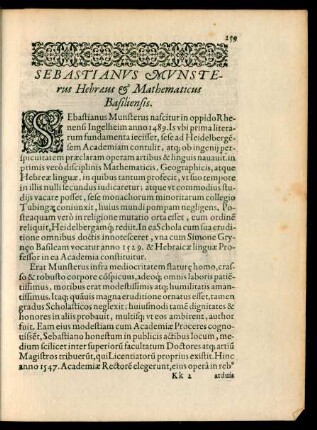 Sebastianus Munsterus Hebraeus et Mathematicus Basiliensis.