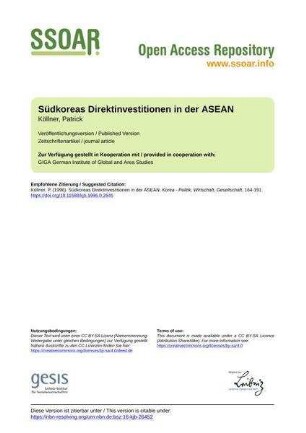 Südkoreas Direktinvestitionen in der ASEAN