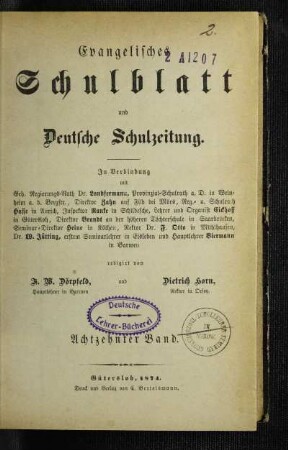 18: Evangelisches Schulblatt und deutsche Schulzeitung - 18.1874