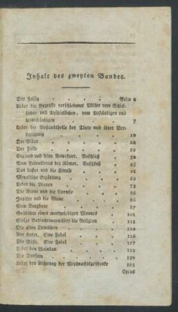 Inhalt des zweyten Bandes.