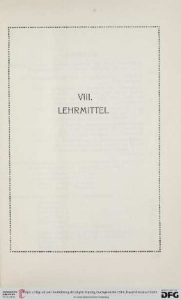 VIII. Lehrmittel