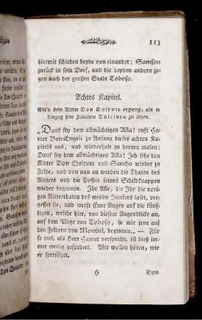 Achtes Kapitel. Wie's dem Ritter Don Quixote ergieng, als er hinzog sein Fräulein Dulcinea zu sehen.