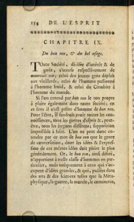 154-168, Chapitre IX. De bon ton, & du bel usage