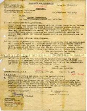 Maschinenschriftliche Abschrift eines Befehls des Festungskommandanten Dünkirchen an die Kommandeure der Kampftruppe Pusch