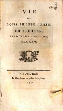 Vie De Louis-Philippe-Joseph, Duc D'Orléans