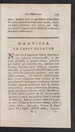 Mantissa Ad Caput Octavum