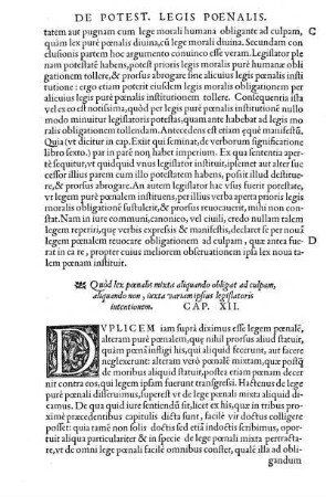 Quòd lex pœnalis mixta aliquando obligat ad culpam, aliquando non, iuxta variam ipsius legislatoris intentionem. Cap. XII.