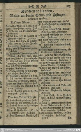Kirchencollecten, welche an denen Sonn- und Festtagen gesungen werden