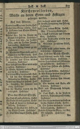 Kirchencollecten, welche an denen Sonn- und Festtagen gesungen werden