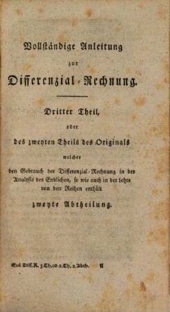 Leonhard Euler's Vollständige Anleitung zur Differenzial-Rechnung, 3