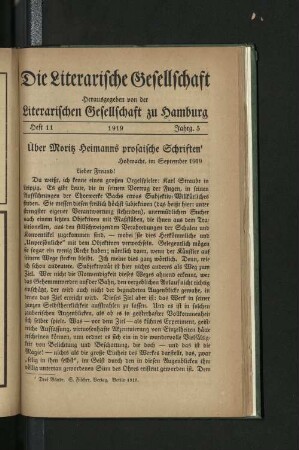 Über Moritz Heimanns prosaische Schriften