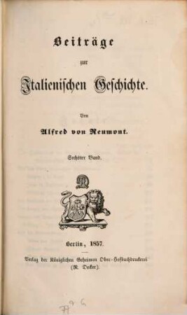 Beiträge zur italienischen Geschichte, 6