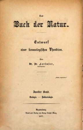 Das Buch der Natur : Entwurf einer kosmologischen Theodicee, 2. Geologie und Paläontologie in Beziehung zur Theodicee