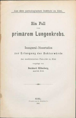 Ein Fall von primärem Lungenkrebs