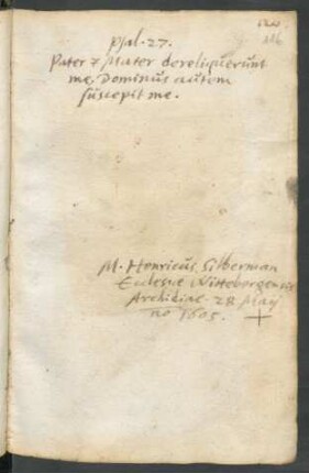 Henricus Silberman, Wittenberg 28.5.1605