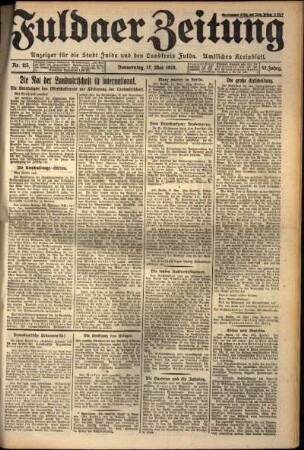 Erste Ausgabe vom Donnerstag, den 17. Mai 1928.