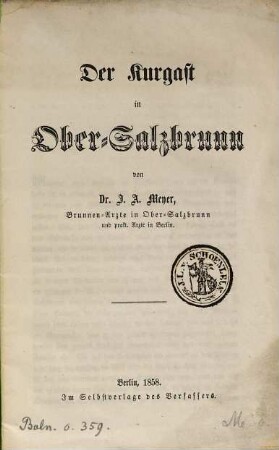 Der Kurgast in Obersalzbrunn