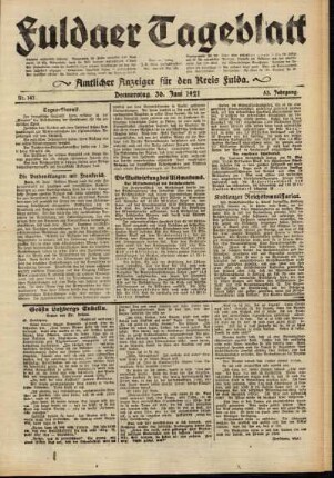 Ausgabe vom Donnerstag, den 30. Juni 1921.
