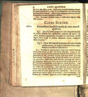 Caput Sextum. Expenditur Cartesii sententia de ortu mundi aspectabilis.