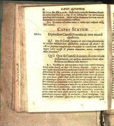 Caput Sextum. Expenditur Cartesii sententia de ortu mundi aspectabilis.