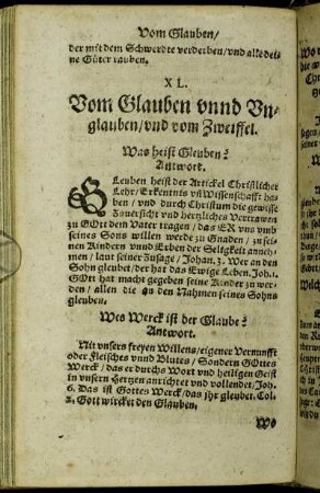 XL. Vom Glauben unnd Unglauben/ und vom Zweiffel.
