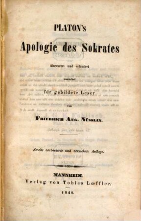 Platon's Apologie des Sokrates