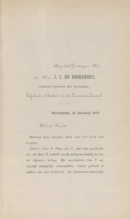 Hoog Edel Gestrengen Heer den Heere J. I. Rochemont, ...