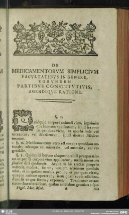De Medicamentorum Simplicum Facultatibus in Genere, Eorundem Partibus Constitutiuis Agendique Ratione