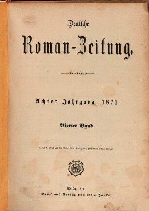 Deutsche Roman-Zeitung. 1871,4 = Jg. 8
