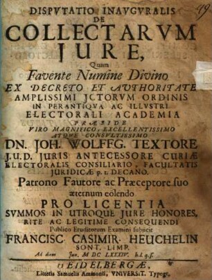 Diss. inaug. de collectarum iure