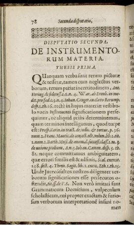 Disputatio Secunda. De Instrumentorum Materia.