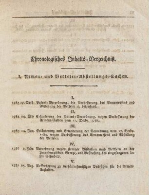 Chronologisches Inhalts-Verzeichniß