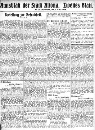 Nummer 14. Zweites Blatt. : Sonnabend, den 3. April 1926