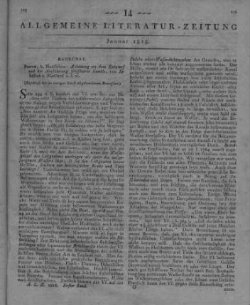 Maillard, S.: Anleitung zu dem Entwurf und der Ausführung schiffbarer Canäle. Pest: Hartleben 1817 (Beschluss der im vorigen Stück abgebrochenen Recension)