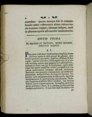Sectio Prima. De Exoticis Et Pretiosis, Quibus Indigena Substitui Possunt.