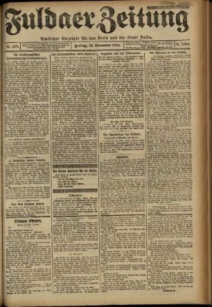 Erste Ausgabe vom Freitag, den 28. November 1924.