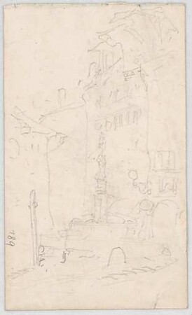 Bauernfeind, Gustav; Italien; Österreich; Schweiz; Studien- und Reiseskizzen - Häuser u. Brunnen (Studie)