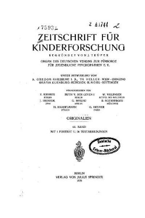 44: Zeitschrift für Kinderforschung - 44.1935
