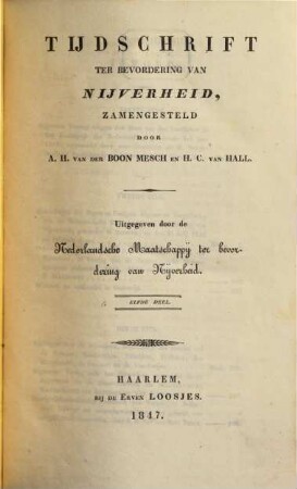 Tijdschrift ter bevordering van nijverheid. 11. 1847