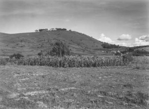 Siedlung : Eine Siedlung und ihr angeschlossene landwirtschaftliche Anbauflächen in der Savanne Tansanias
