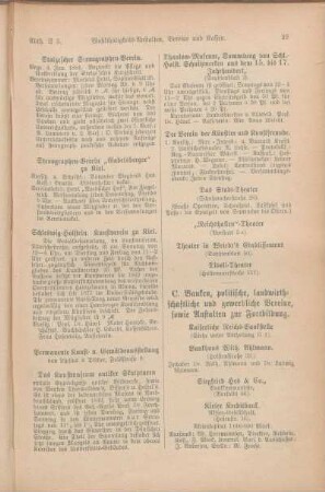 C. Banken, politische, landwirthschaftliche und gewerbliche Vereine, sowie Anstalten zur Fortbildung.