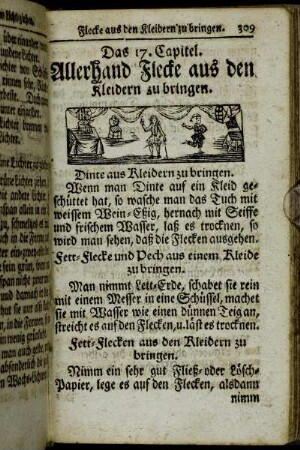 Das 17. Capitel. Allerhand Flecke aus den Kleidern zu bringen.