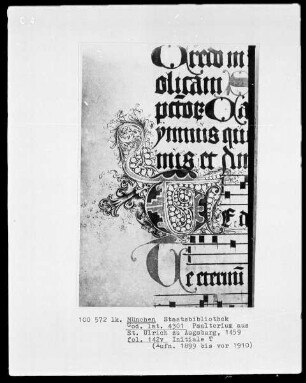 Psalterium aus Sankt Ulrich in Augsburg — Initiale T, Folio 142 verso