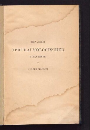 Fünf Lustren ophthalmologischer Wirksamkeit
