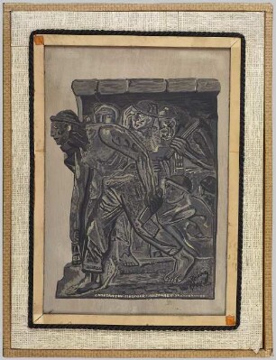 Gouache-Malerei "Ausfahrt" nach einem Bronzerelief von Meunier